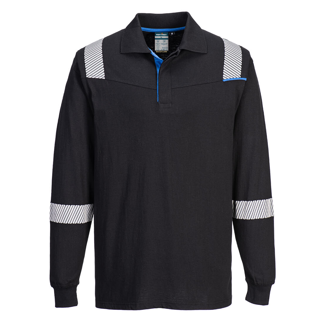 WX3 Modaflame Knit FR Poloshirt Langarm - Schwarz (BKR)