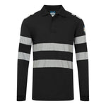 PW3 Modaflame Knit FR Poloshirt Langarm - Schwarz (BKR)