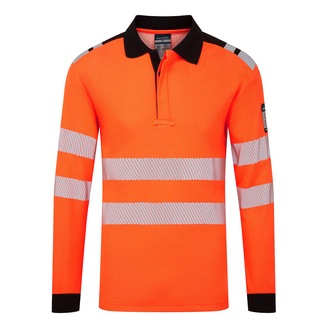 PW3 Modaflame Knit FR Poloshirt Langarm - Orange/Schwarz (OBR)