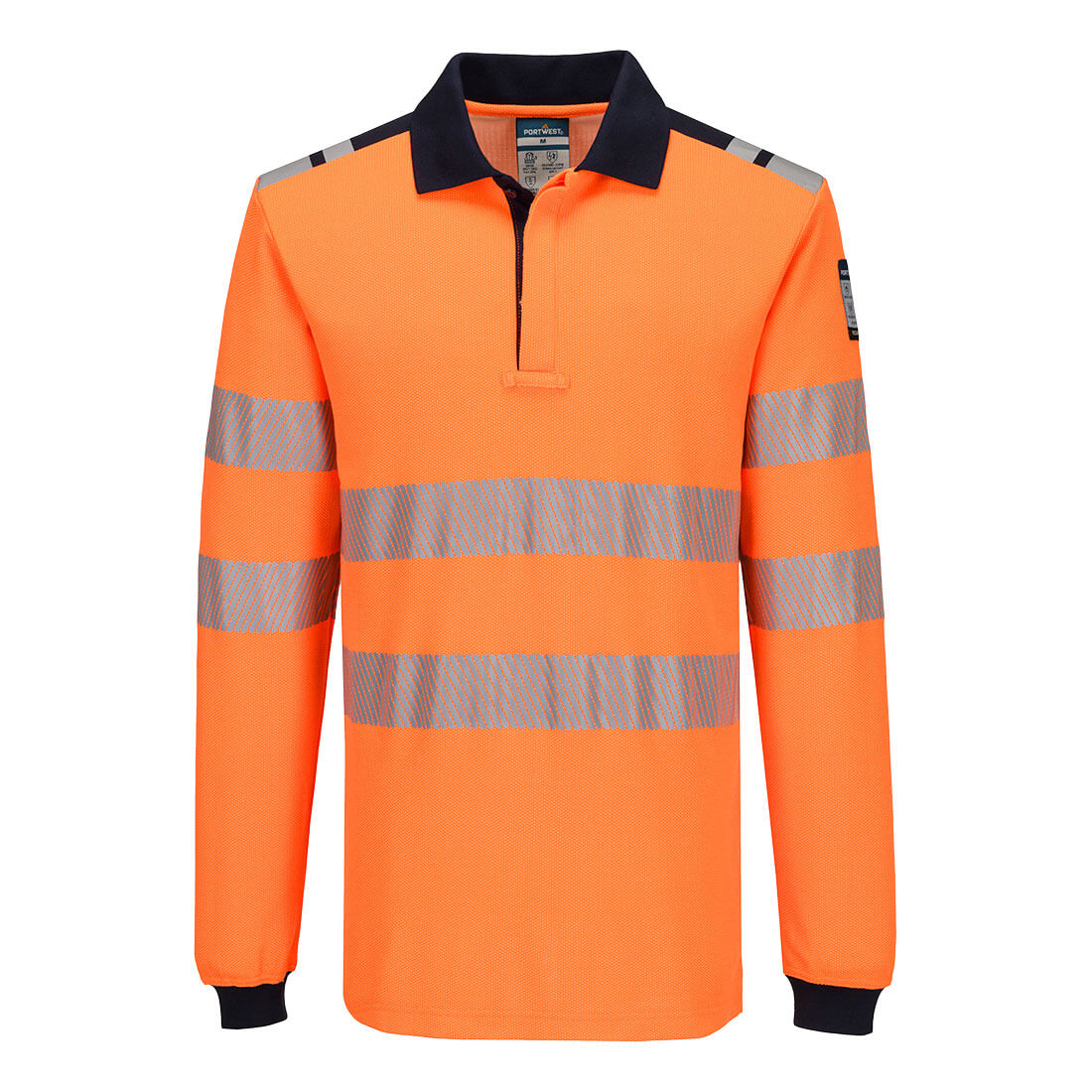PW3 Modaflame Knit FR Poloshirt Langarm - Orange/Marine (ONR)