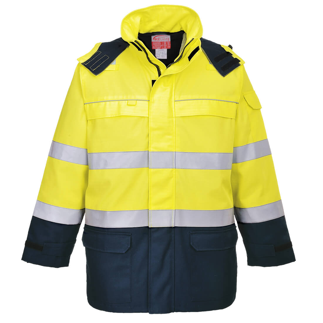 Bizflame Rain+ Hi-Vis Multinorm Kontrast FR Jacke - Gelb/Marine (YNR)