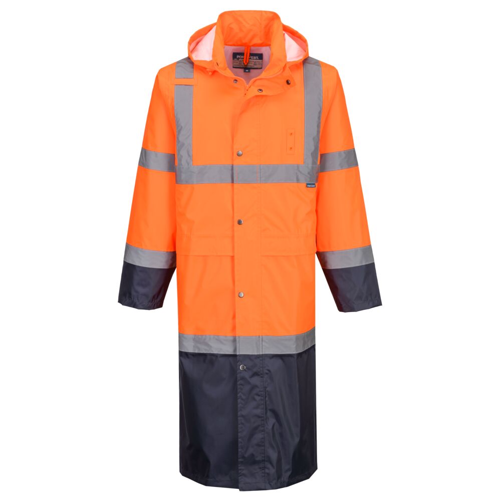 Hi-Vis Contrast Raincoat 122cm - Orange/Marine (ONR)