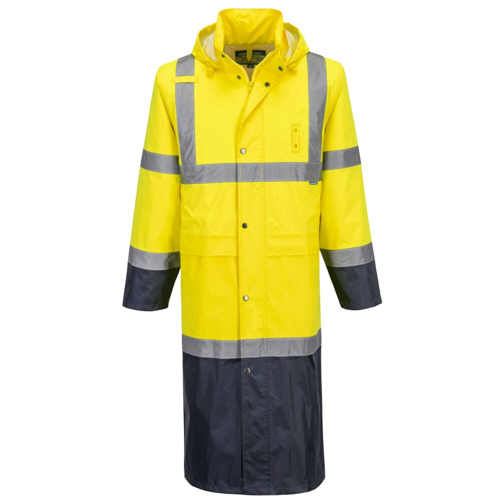 Hi-Vis Contrast Raincoat 122cm - Gelb/Marine (YNR)