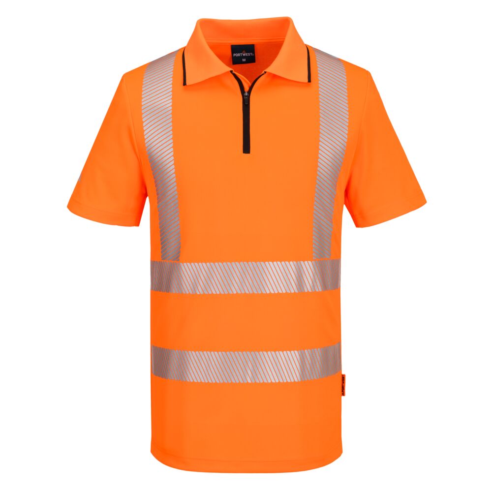 KX3 Sport Hi-Vis Polo Shirt mit Reißverschluss kurzarm - Orange (ORR)