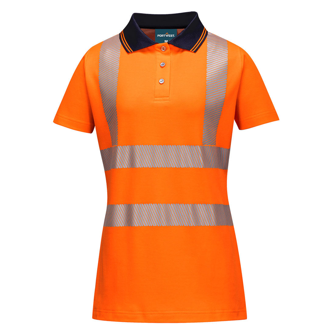 Hi-Vis Cotton Comfort Pro Damen Poloshirt kurzarm - Orange/Schwarz (OBR)