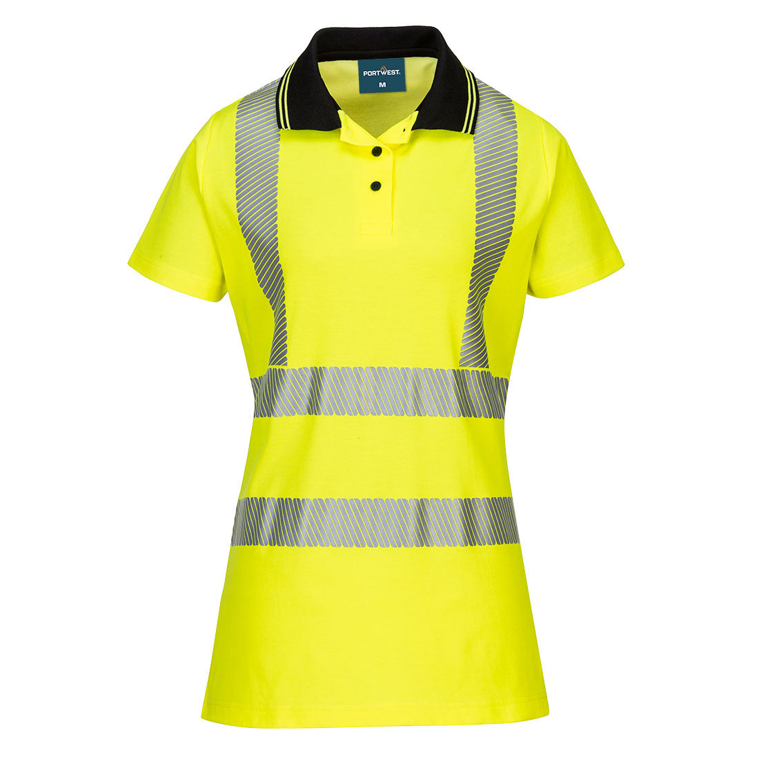 Hi-Vis Cotton Comfort Pro Damen Poloshirt kurzarm - Gelb/Schwarz (YBR)