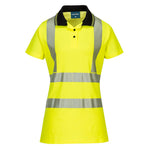 Hi-Vis Cotton Comfort Pro Damen Poloshirt kurzarm - Gelb/Schwarz (YBR)