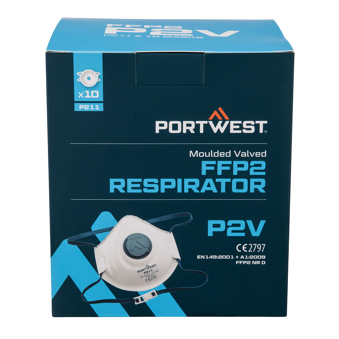 Geformte FFP2-Atemschutzmaske mit Ventil (Pk10) - Weiss (WHR)