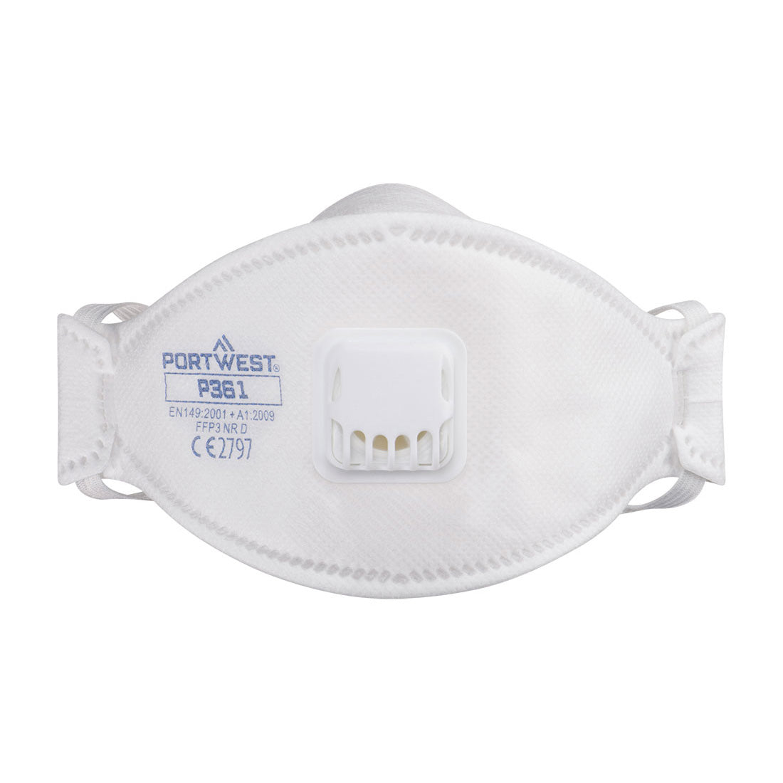 Dreifach gefaltete Dolomit Atemschutzmaske mit Ventil, FFP3 (10er-Pack) - Weiss (WHR)