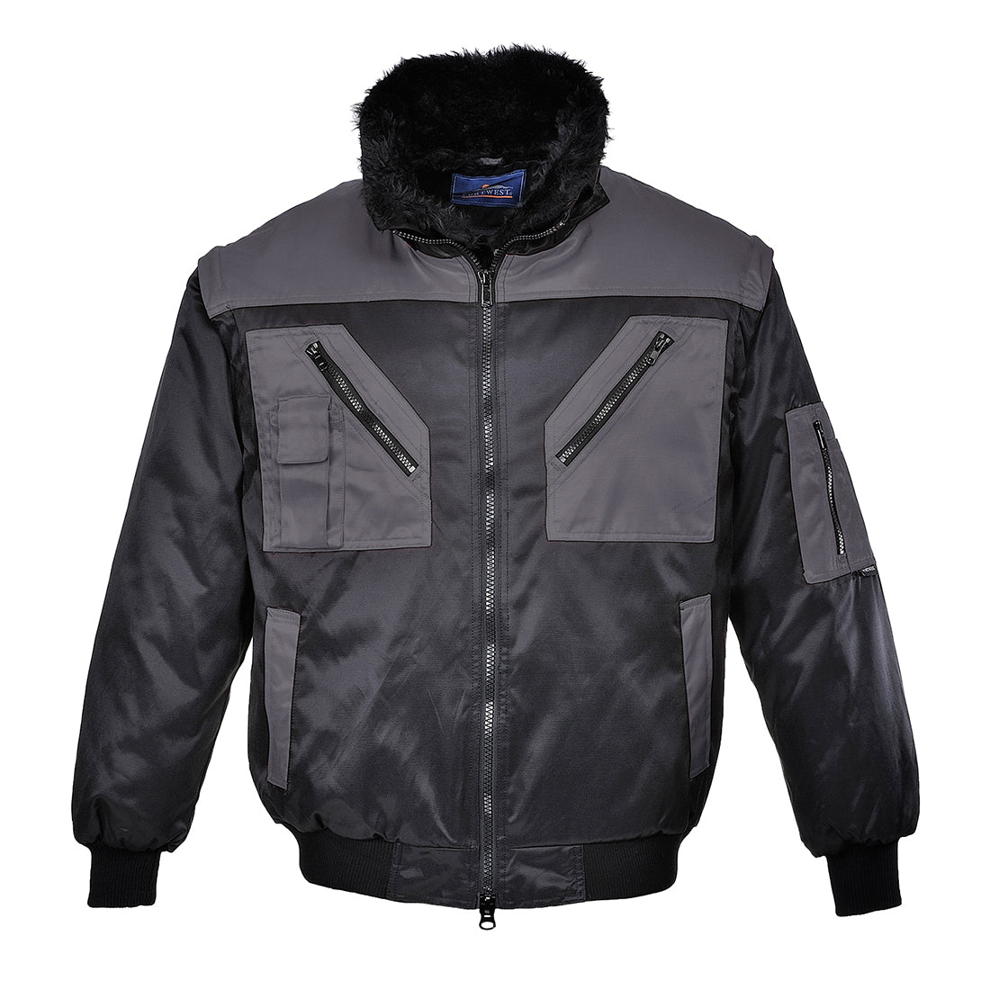 Zweifarbige Pilotjacke - Schwarz/Grau (BYR)