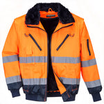 Hi-Vis 3-in-1 Kontrast Pilotjacke - Orange/Marine (ONR)