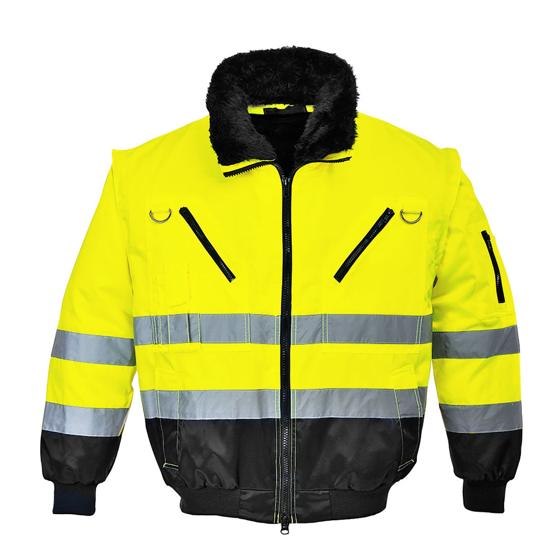 Hi-Vis 3-in-1 Kontrast Pilotjacke - Gelb/Schwarz (YBR)
