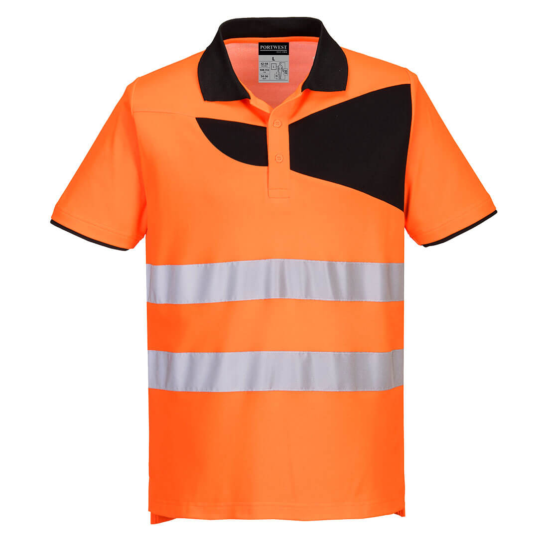 PW2 Warnschutz Cotton Comfort Poloshirt kurzarm - Orange/Schwarz (OBR)