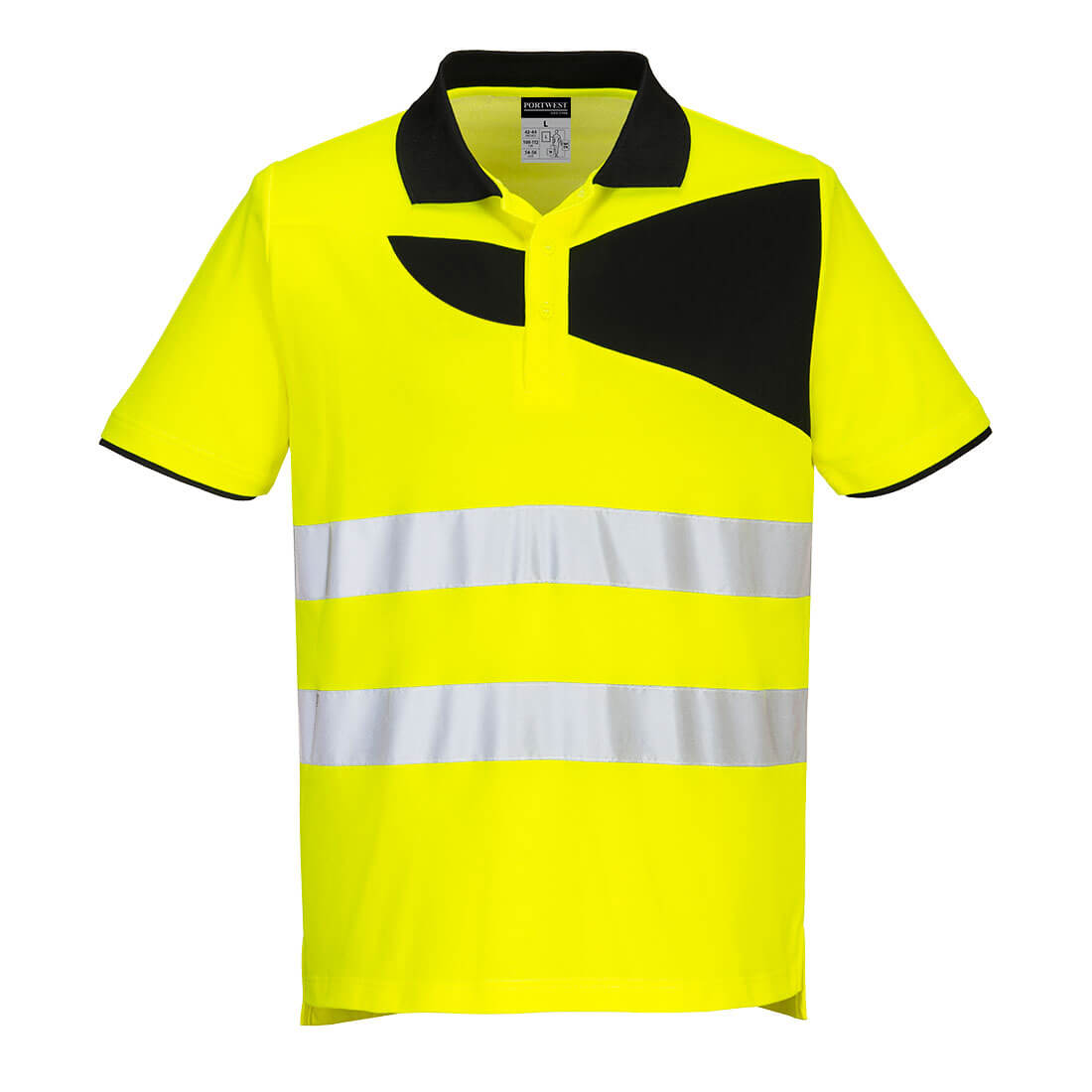 PW2 Warnschutz Cotton Comfort Poloshirt kurzarm - Gelb/Schwarz (YBR)