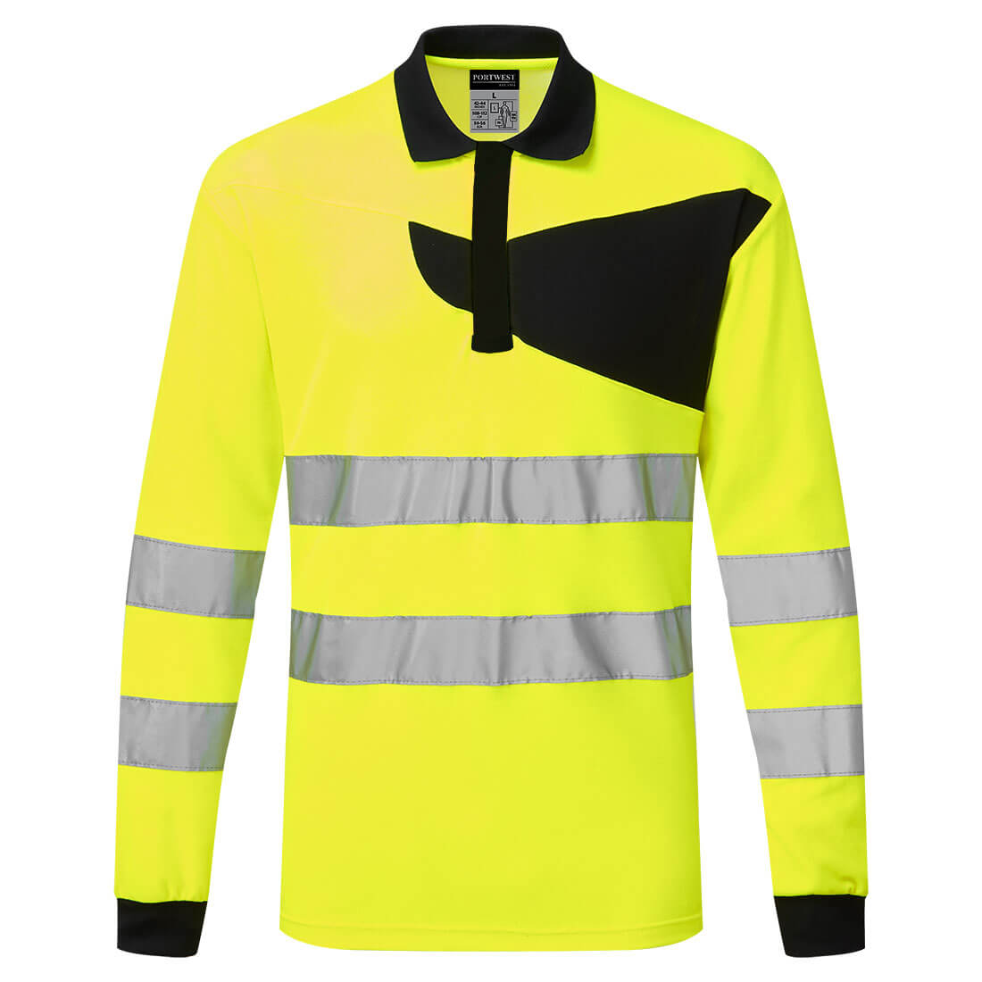 PW2 Warnschutz Polo Shirt langarm - Gelb/Schwarz (YBR)