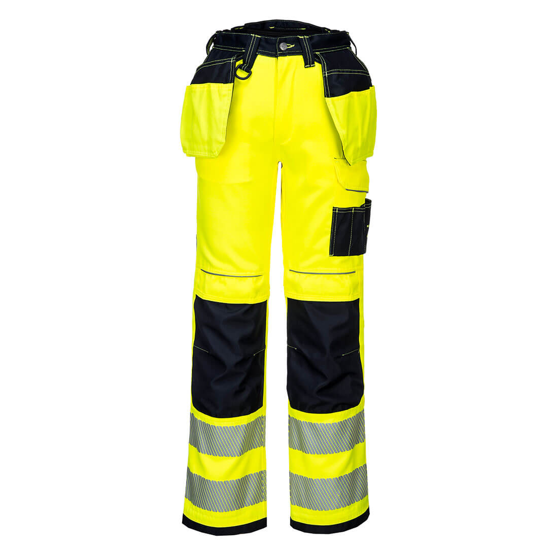 PW3 Hi-Vis Stretch-Bundhose mit Holstertaschen - Gelb/Schwarz (YBR)