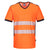 PW3 Hi-Vis T-Shirt mit V-Ausschnitt und Mesheinsatz kurzarm - Orange/Schwarz (OBR)
