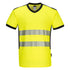 PW3 Hi-Vis T-Shirt mit V-Ausschnitt und Mesheinsatz kurzarm - Gelb/Schwarz (YBR)
