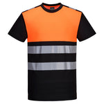 PW3 Hi-Vis Cotton Comfort T-Shirt kurzarm Klasse 1 - Schwarz/Orange (BKO)
