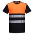 PW3 Hi-Vis Cotton Comfort T-Shirt kurzarm Klasse 1 - Schwarz/Orange (BKO)