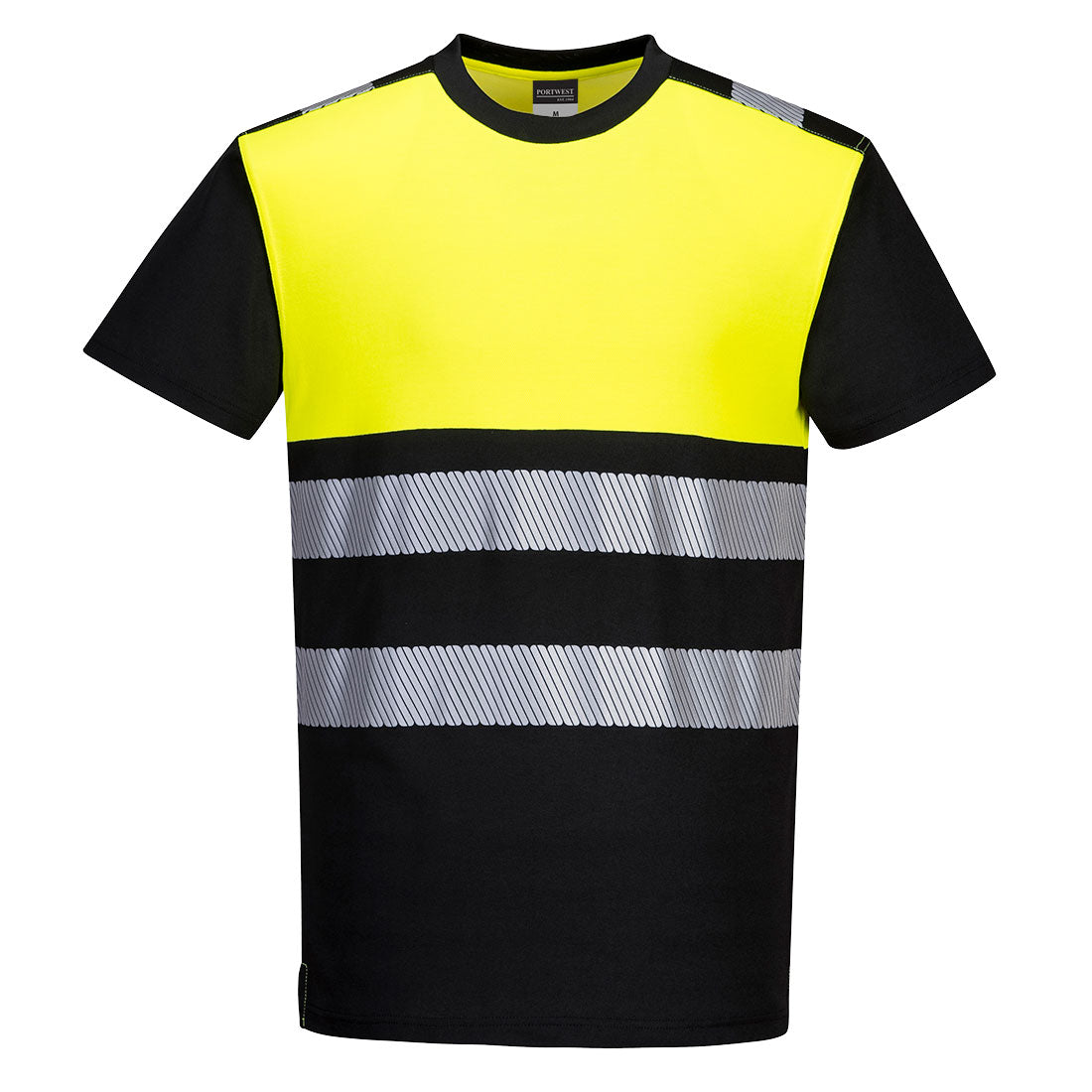 PW3 Hi-Vis Cotton Comfort T-Shirt kurzarm Klasse 1 - Schwarz/Gelb (BKY)