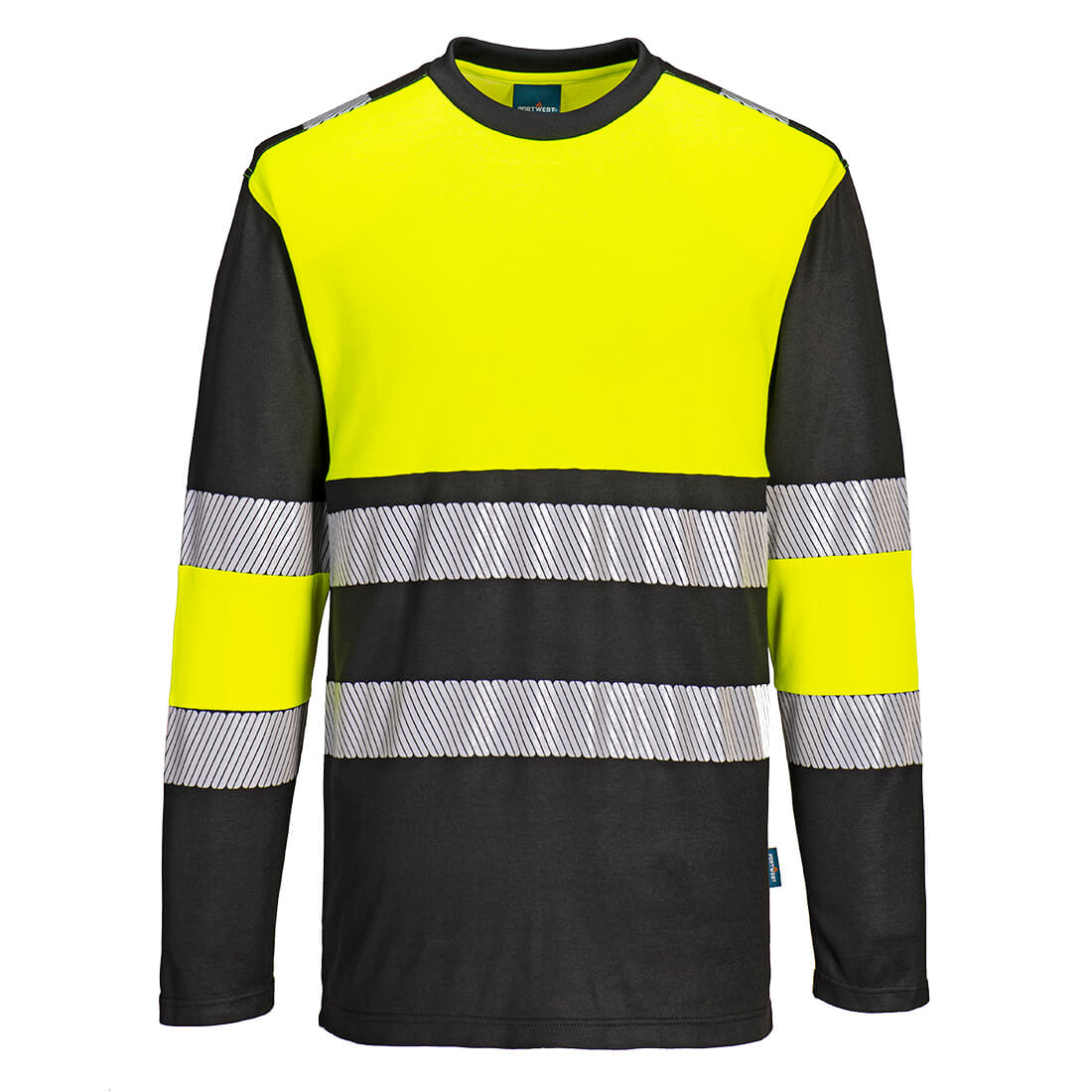 PW3 Hi-Vis Cotton Comfort T-Shirt Klasse 1, langarm - Gelb/Schwarz (YBR)