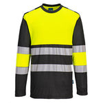 PW3 Hi-Vis Cotton Comfort T-Shirt Klasse 1, langarm - Gelb/Schwarz (YBR)