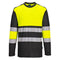 PW3 Hi-Vis Cotton Comfort T-Shirt Klasse 1, langarm - Gelb/Schwarz (YBR)