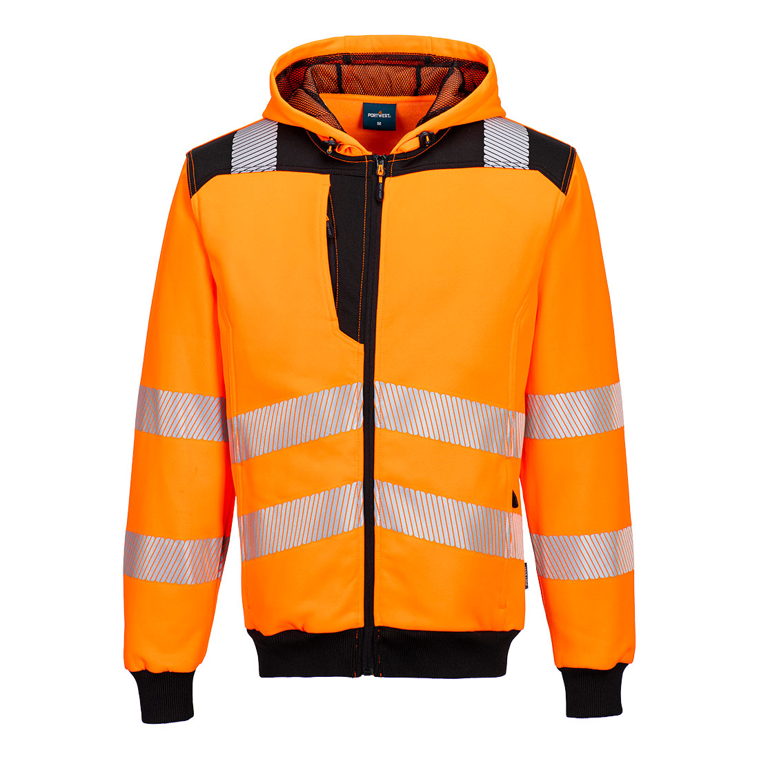 PW3 Hi-Vis Kapuzenjacke - Orange/Schwarz (OBR)