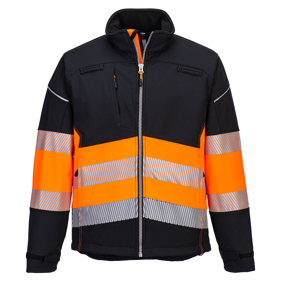 PW3 Hi-Vis Softshelljacke Klasse 1 (3L) - Schwarz/Orange (BKO)