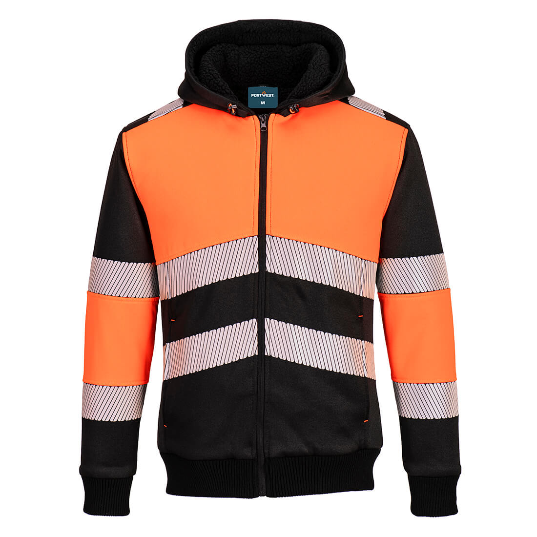 PW3 Hi-Vis Winter Kapuzenjacke Klasse 1 - Orange/Schwarz (OBR)