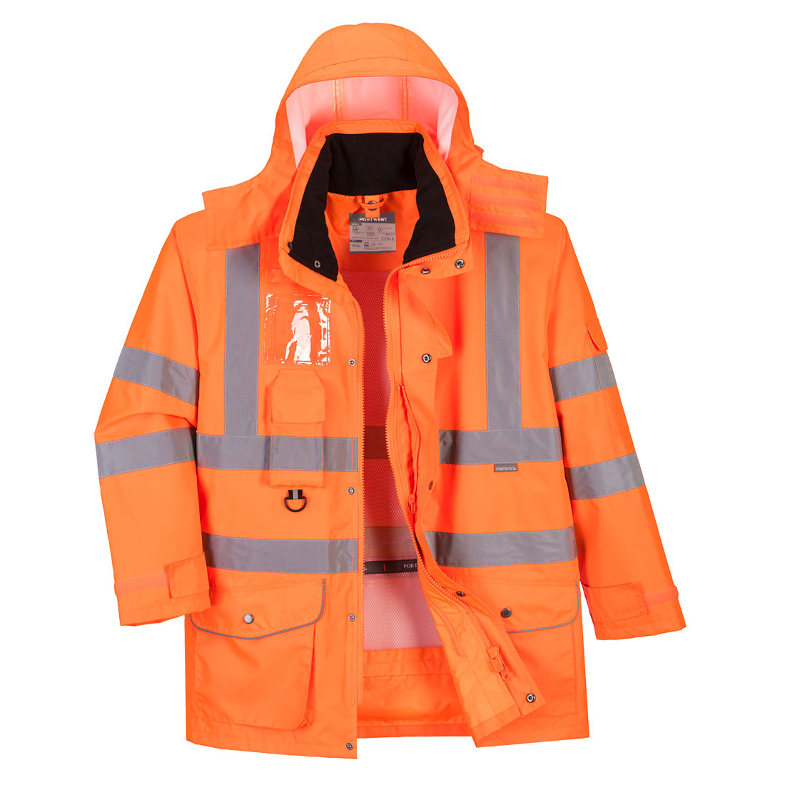 Hi-Vis 7-in-1 Verkehrsjacke atmungsaktiv - Orange (ORR)