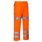 Hi-Vis Bahn Arbeitshose mit drei Reflexstreifen - Orange (ORR)