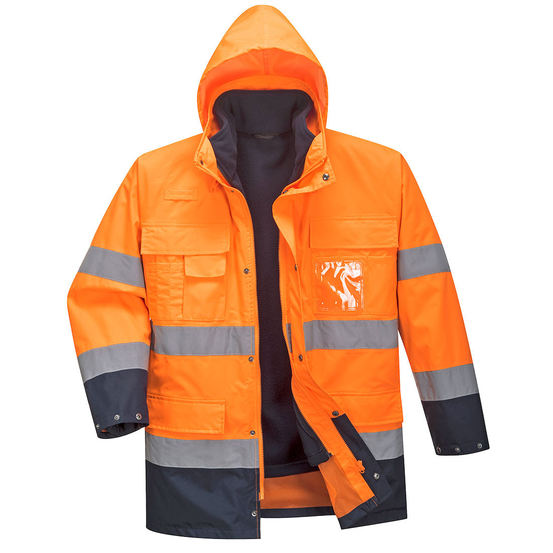Hi-Vis 3-in-1 Kontrast Lite Jacke - Orange/Marine (ONR)
