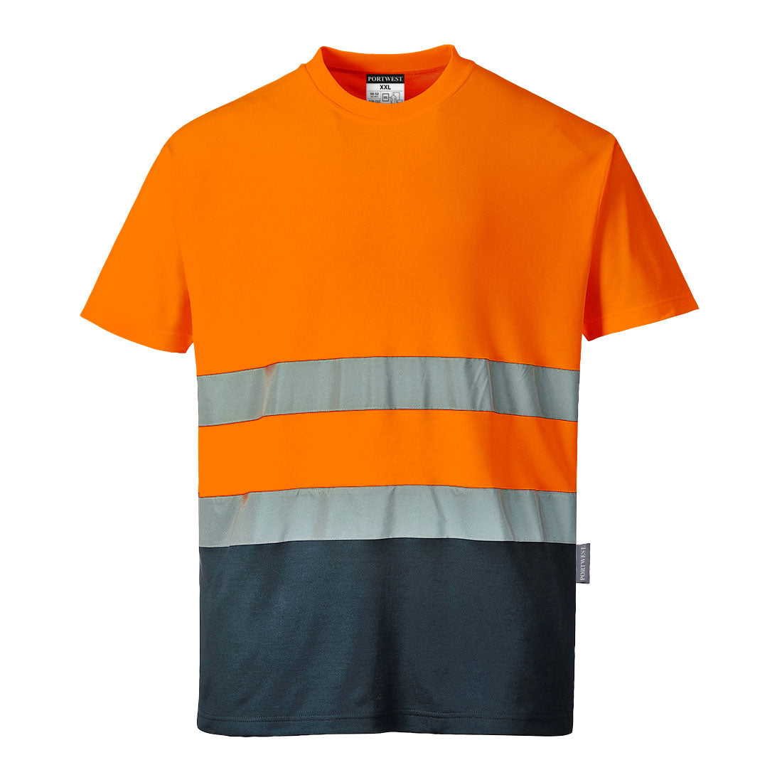 Hi-Vis Cotton Comfort Kontrast T-Shirt kurzarm - Orange/Marine (ONR)