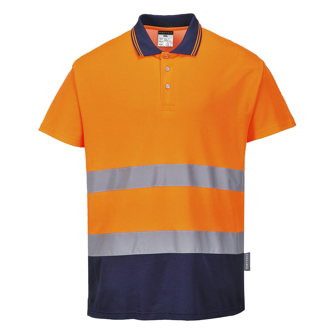 Hi-Vis Cotton Comfort Kontrast Poloshirt kurzarm - Orange/Marine (ONR)
