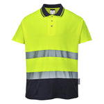 Hi-Vis Cotton Comfort Kontrast Poloshirt kurzarm - Gelb/Marine (YNR)