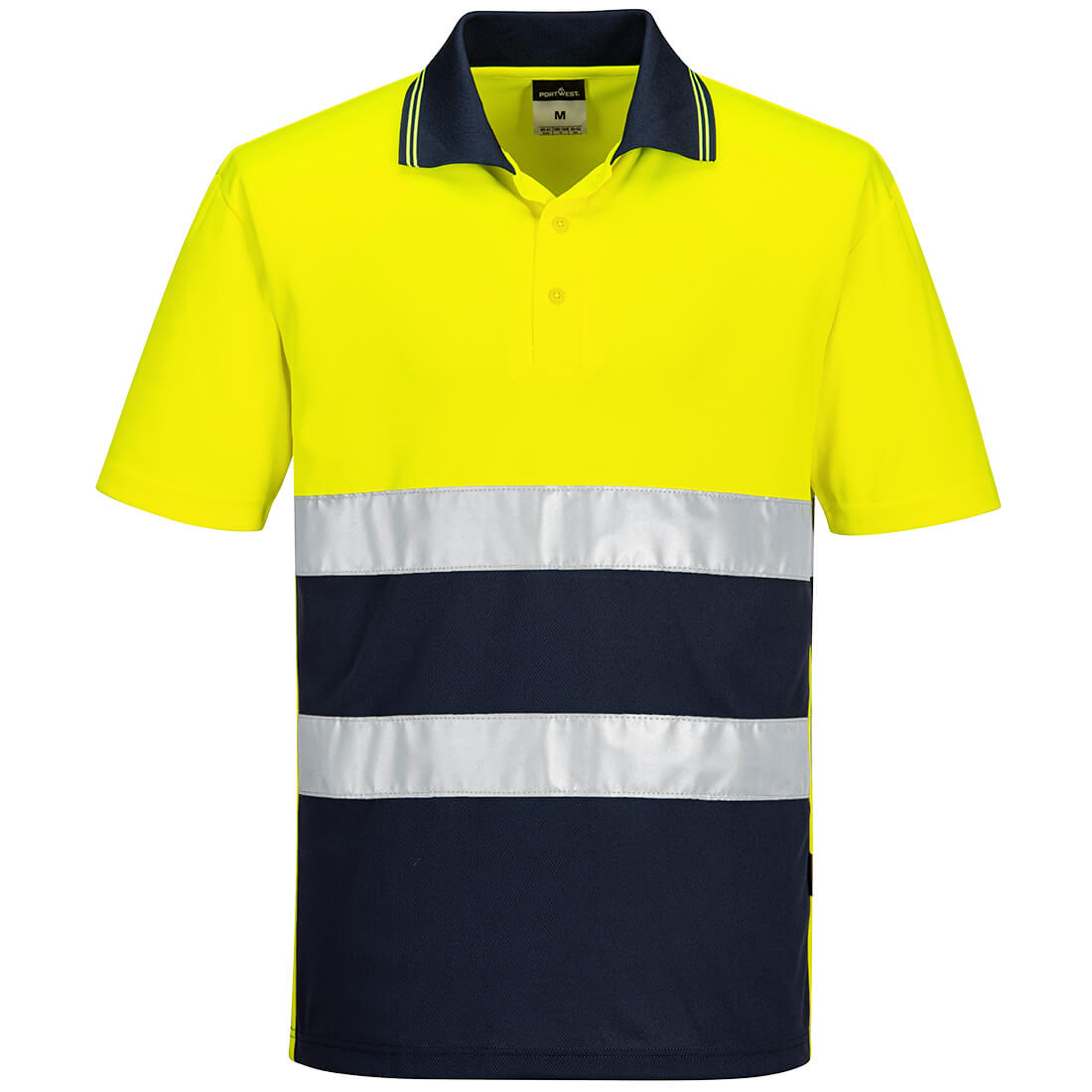 Leichtes Hi-Vis Kontrast-Poloshirt kurzarm - Gelb/Marine (YNR)