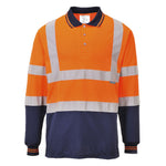 Hi-Vis Kontrast Poloshirt langarm - Orange/Marine (ONR)