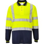 Hi-Vis Kontrast Poloshirt langarm - Gelb/Marine (YNR)