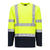 Hi-Vis Cotton Comfort Kontrast T-Shirt Langarm - Gelb/Marine (YNR)