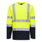 Hi-Vis Cotton Comfort Kontrast T-Shirt Langarm - Gelb/Marine (YNR)