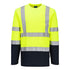 Hi-Vis Cotton Comfort Kontrast T-Shirt Langarm - Gelb/Marine (YNR)