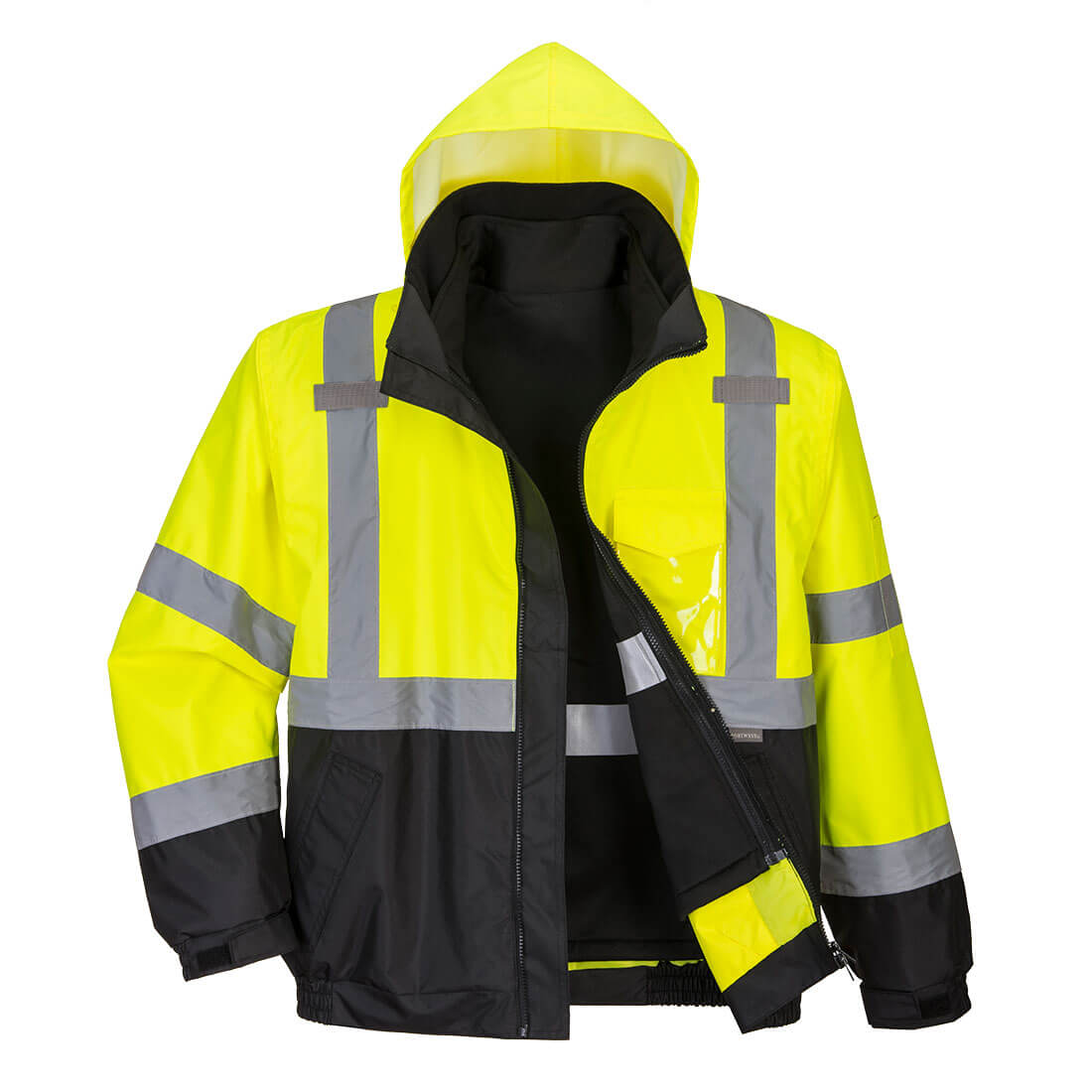 Hi-Vis Kontrast Premium 3-in-1 Pilotjacke - Gelb/Schwarz (YBR)