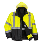 Hi-Vis Kontrast Premium 3-in-1 Pilotjacke - Gelb/Schwarz (YBR)