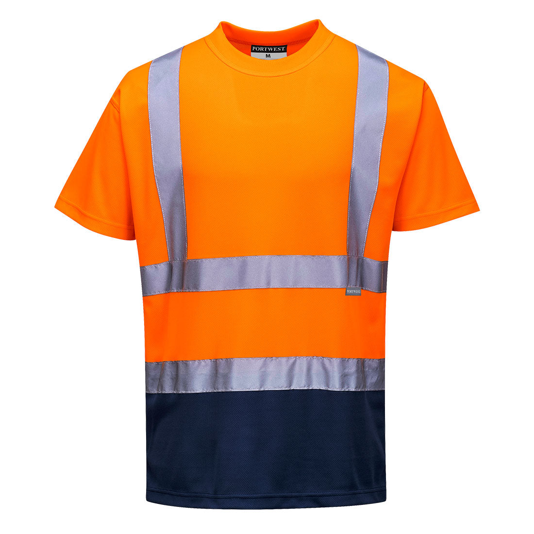 Hi-Vis Kontrast T-Shirt kurzarm - Orange/Marine (ONR)