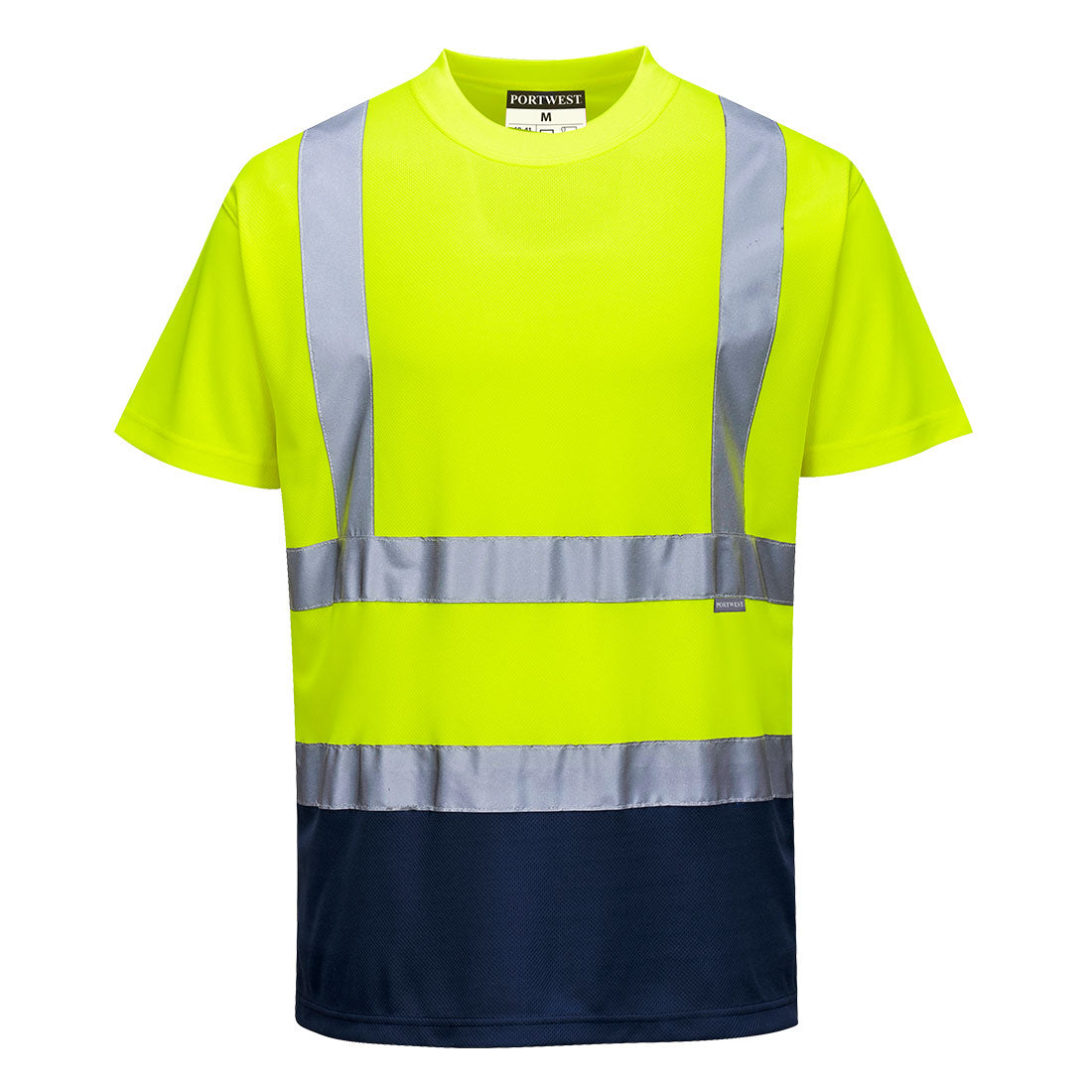 Hi-Vis Kontrast T-Shirt kurzarm - Gelb/Marine (YNR)