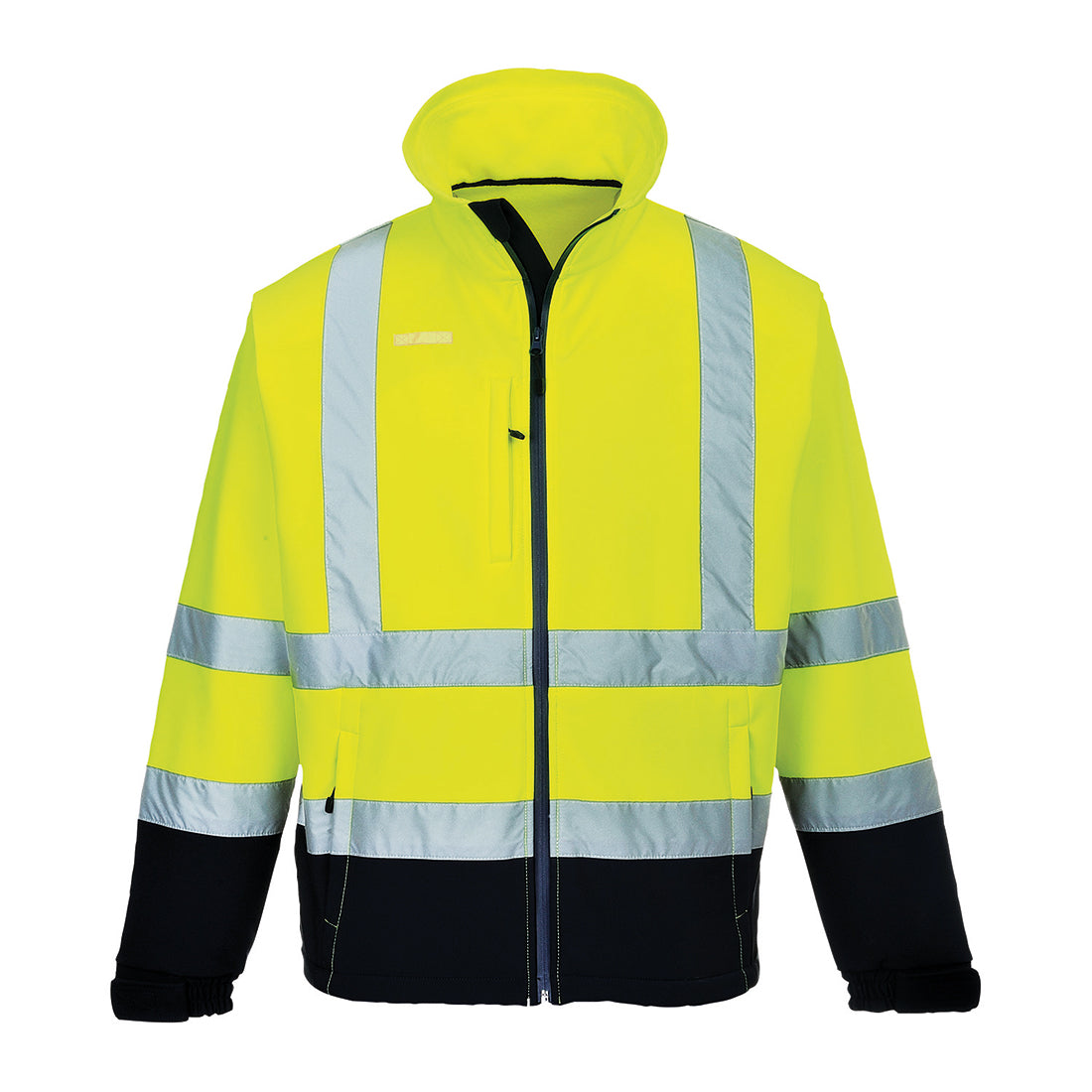 Hi-Vis Kontrast Softshelljacke (3L) - Gelb/Marine (YNR)
