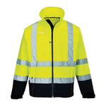 Hi-Vis Kontrast Softshelljacke (3L) - Gelb/Marine (YNR)