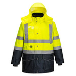 Hi-Vis 7-in-1 Kontrast Verkehrsjacke atmungsaktiv - Gelb/Marine (YNR)